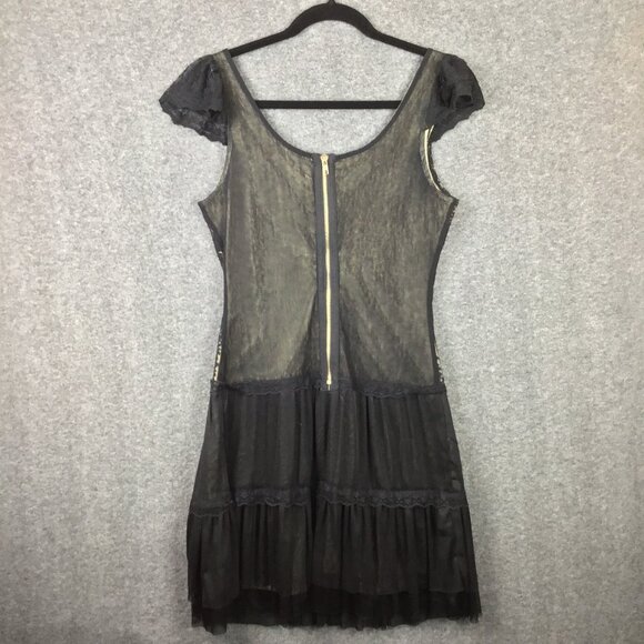 Pinky Lace Black and Beige Flapper Dress Sz S - Picture 3 of 8